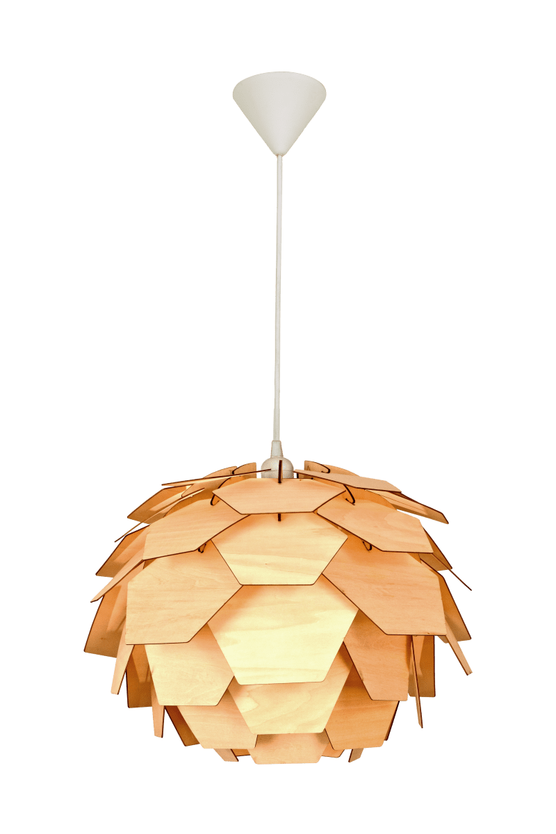 Carpatica Ø40 Natur loftslampe Fra Aneta Lighting - Loftskålen er i hvid plast til krogophæng og med klemrække.
