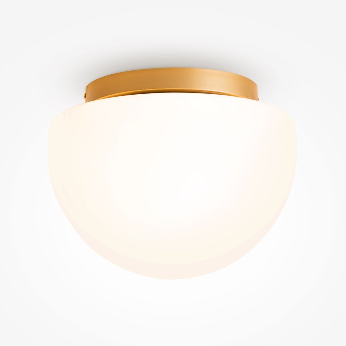 Glassy Ø32 Guld plafond Fra Maytoni - Den gyldne metalfod giver en stilfuld kontrast til det hvide glas, hvilket g&oslash;r lampen til et sofistikeret element i b&aring;de moderne og klassiske interi&oslash;rer.