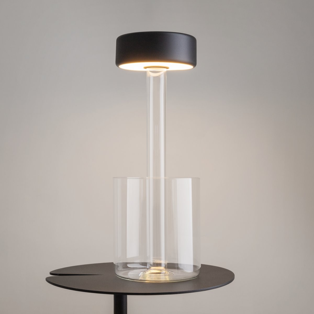 AI Collaboration 35cm Sort bærbar Fra Maytoni - Lampen fås i tv&aring; udførelse: med en tynd metalstang på; en flad rund bund eller med en glasbund, der integrerer en vase.