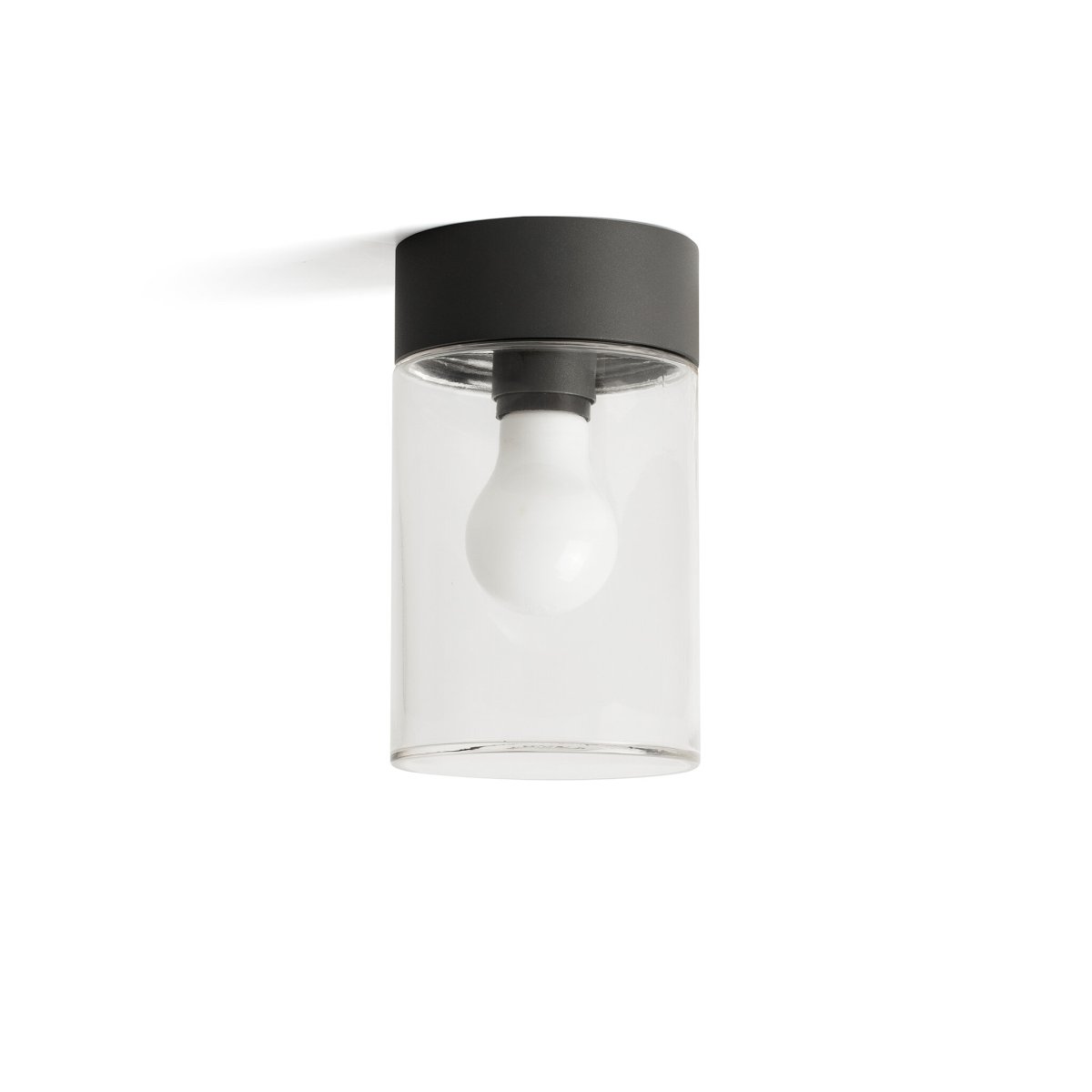 Kila Grå udendørslampe Fra Faro Barcelona - Kila er en udend&oslash;rslampe i aluminium og glas med et stilrent design, der fremh&aelig;ver den semi-transparente diffuser og den synlige lyskilde.