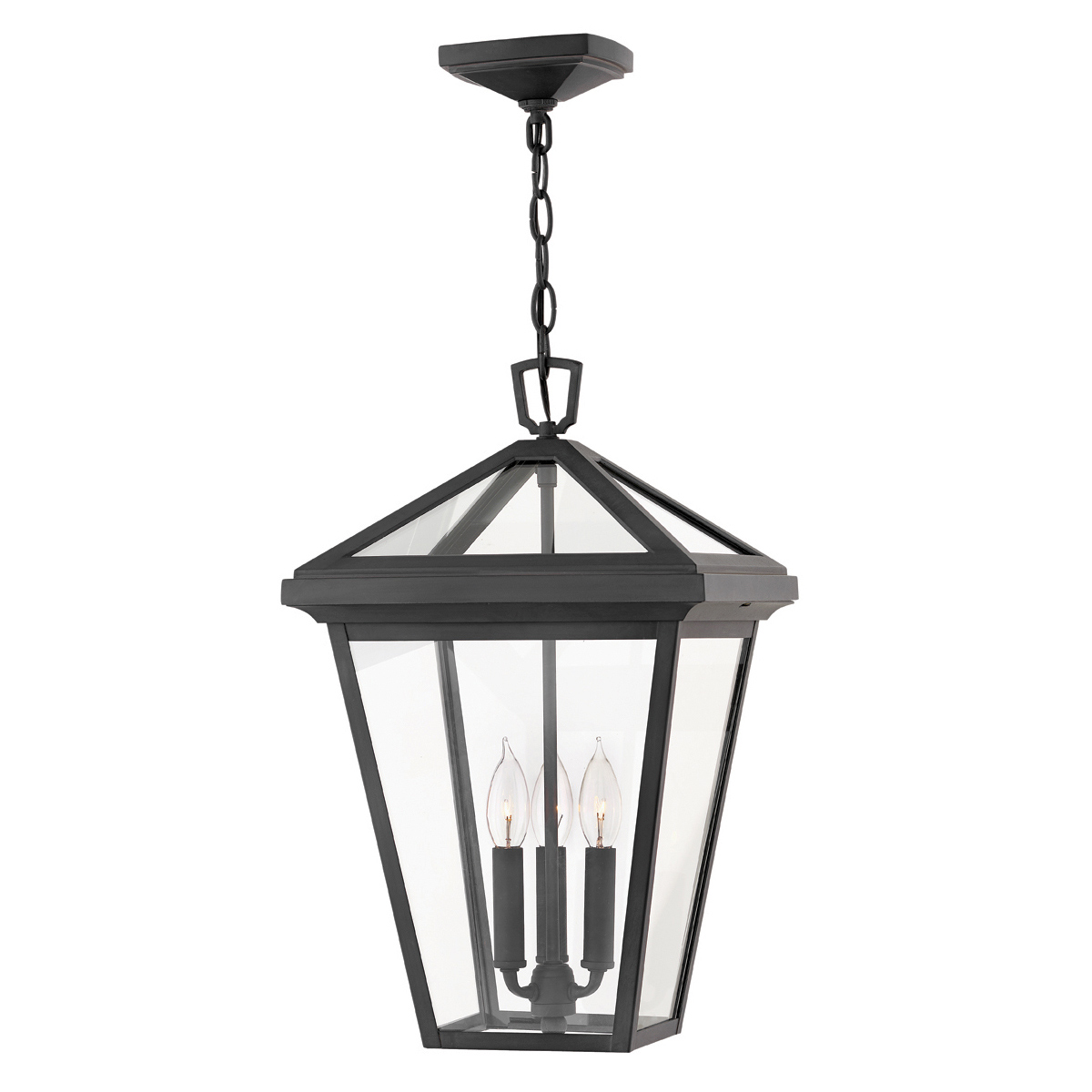 Alford Place L Sort Fra Elstead Lighting - Den robusta&nbsp;ramen i svart aluminium och de klara glaspartierna skapar ett sofistikerat uttryck samtidigt som ljuset sprids j&auml;mnt och vackert.