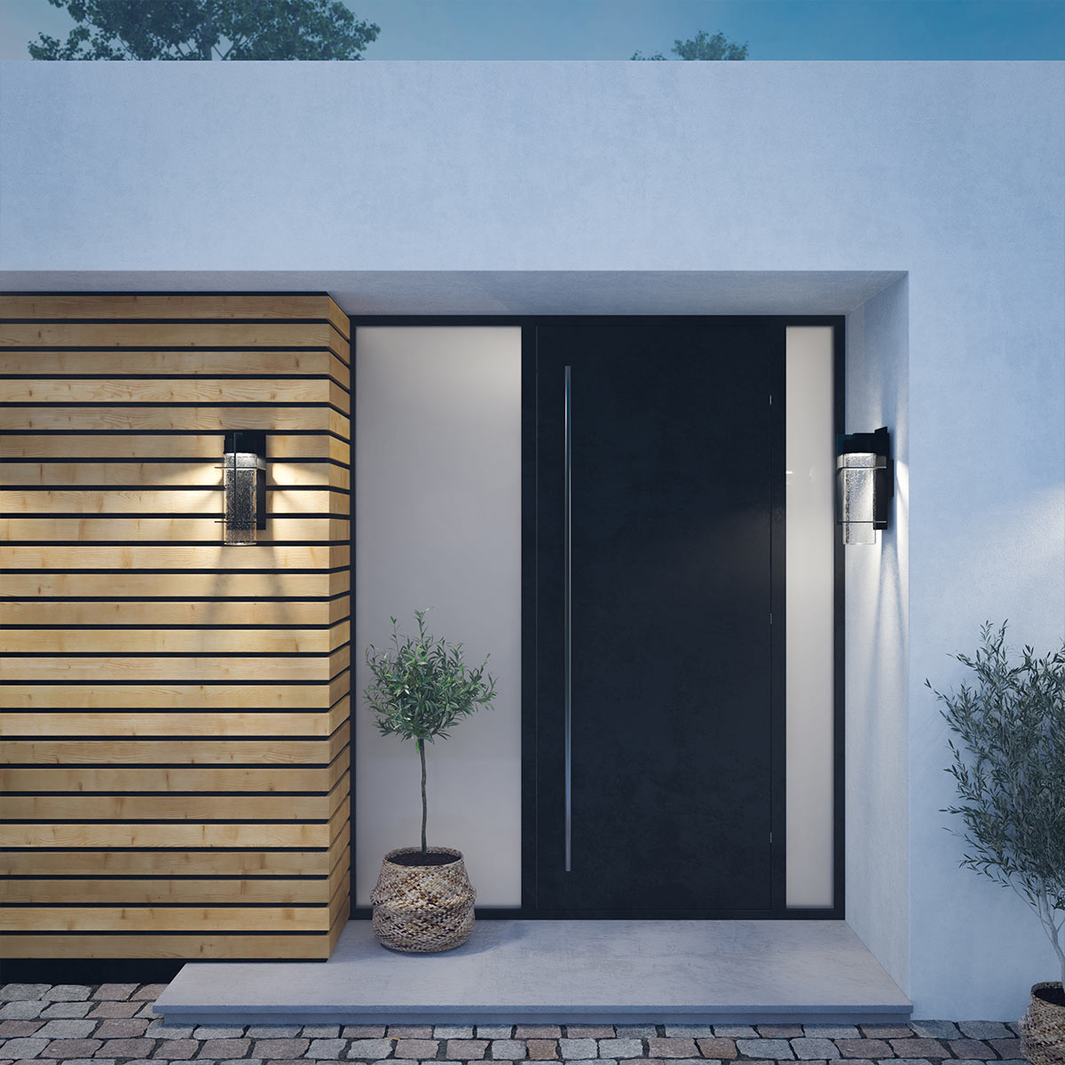 Eames 40cm Sort udendørslampe Fra Elstead Lighting - Eames &auml;r en modern och stilren fasadlampa med en industriell touch.