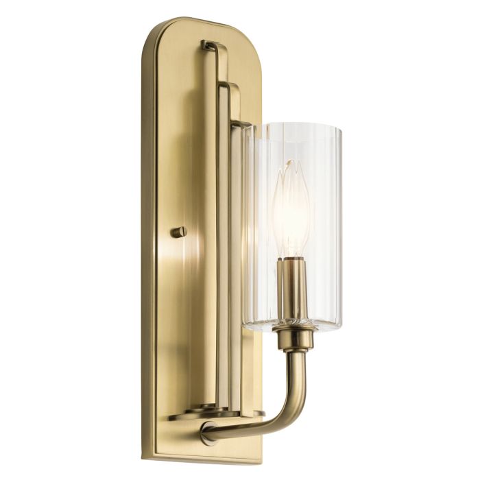 Kimrose 35cm Børstet messing væglampe Fra Elstead Lighting - Dens geometriske former er i fokus og forst&aelig;rkes af en elegant b&oslash;rstet messingfinish.