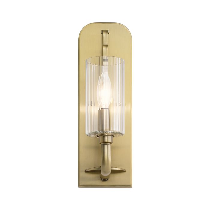 Kimrose 35cm Børstet messing væglampe Fra Elstead Lighting - Dens geometriske former er i fokus og forst&aelig;rkes af en elegant b&oslash;rstet messingfinish.