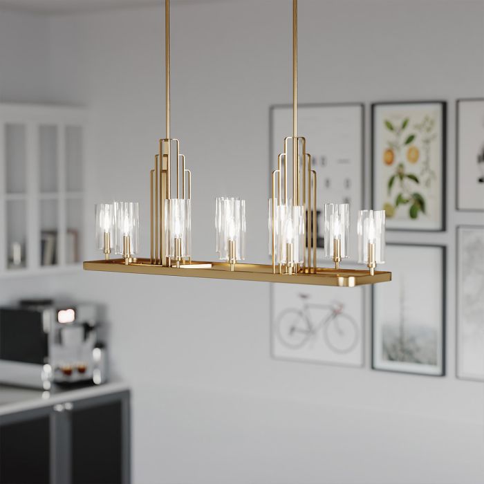 Kimrose 114cm Børstet messing loftslampe Fra Elstead Lighting - Kimrose-kollektionen er et mesterværk, inspireret af de dekorative detaljer i Madison Belmont Building i New York City.