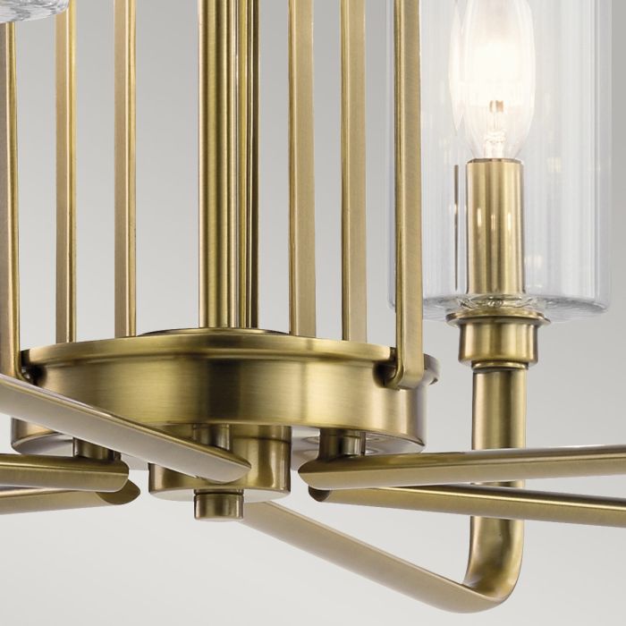 Kimrose Ø68 Børstet messing loftslampe Fra Elstead Lighting - Kimrose-kollektionen er et mesterværk, inspireret af de dekorative detaljer i Madison Belmont Building i New York City.