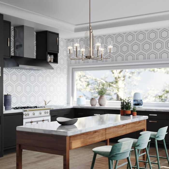 Kimrose Ø68 Nikkel loftslampe Fra Elstead Lighting - Kimrose-kollektionen er et mesterværk, inspireret af de dekorative detaljer i Madison Belmont Building i New York City.