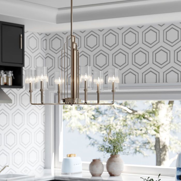 Kimrose Ø68 Nikkel loftslampe Fra Elstead Lighting - Kimrose-kollektionen er et mesterværk, inspireret af de dekorative detaljer i Madison Belmont Building i New York City.