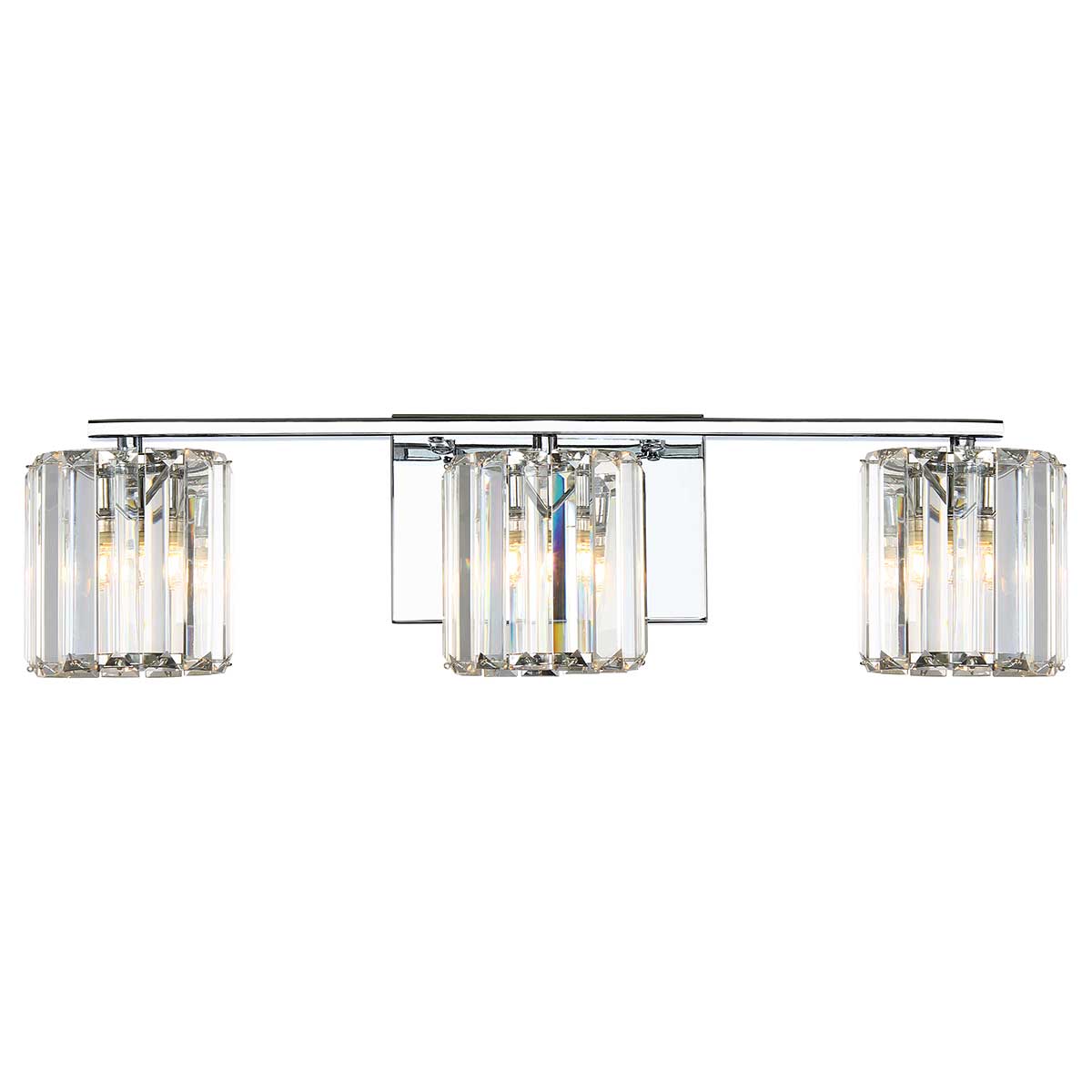 Divine 58cm Poleret krom badeværelseslampe Fra Elstead Lighting - Disse K9-skårne glasprismer er omhyggeligt arrangeret i slidser, hvilket skaber en smuk glød.
