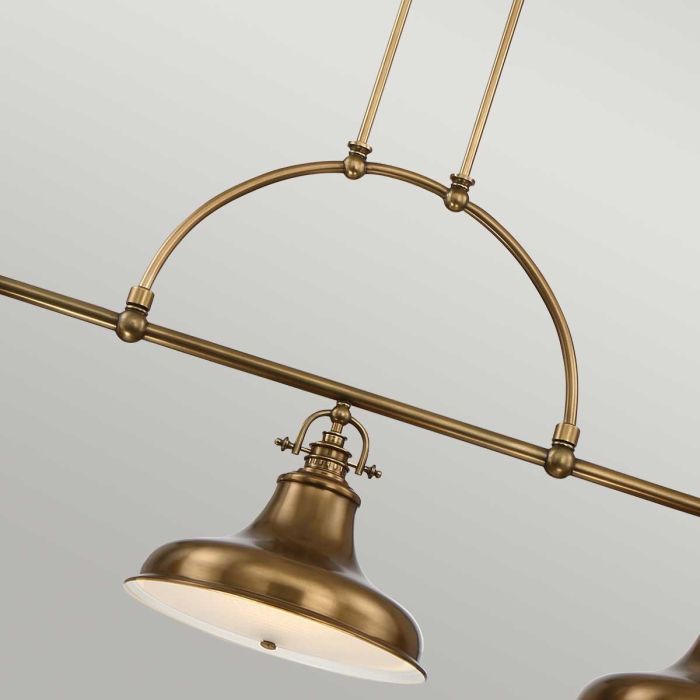 Emery 133cm Messing loftslampe Fra Elstead Lighting - Lampen er lavet af st&aring;l med en smuk, m&oslash;rk messingfinish og har tre dekorative sk&aelig;rme, der g&oslash;r den til et tydeligt blikfang.
