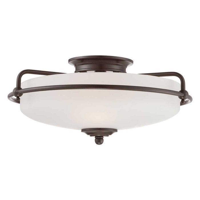 Griffin Ø42 Bronze plafond Fra Elstead Lighting - Den etsade sk&auml;rmen &auml;r vitm&aring;lad p&aring; insidan, vilket sprider ljuset j&auml;mnt och skapar en behaglig belysning i hemmet.