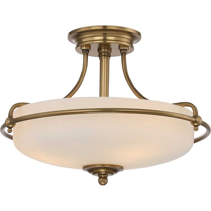 Griffin Ø42 Messing plafond Fra Elstead Lighting - Den etsade sk&auml;rmen &auml;r vitm&aring;lad p&aring; insidan, vilket sprider ljuset j&auml;mnt och skapar en behaglig belysning i hemmet.