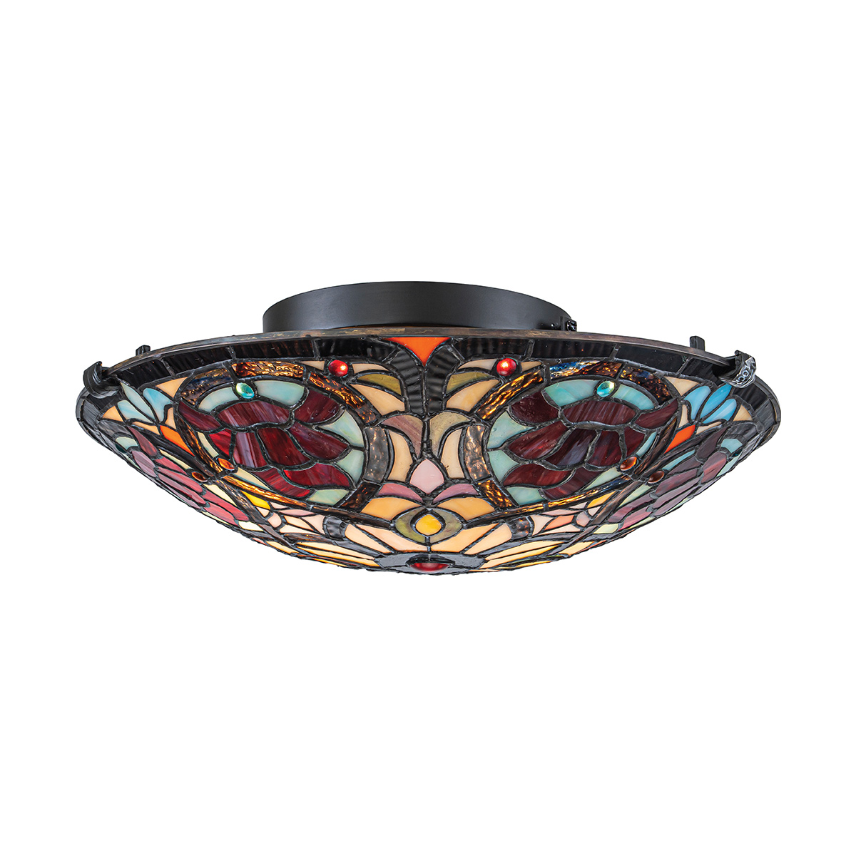 Larissa Ø42 Flerfarvet Fra Elstead Lighting - Det loftmonterede design gør Larissa til et fremragende valg til entreen, soveværelset eller stuen, hvor den bliver en dekorativ detalje, selv når den er slukket.