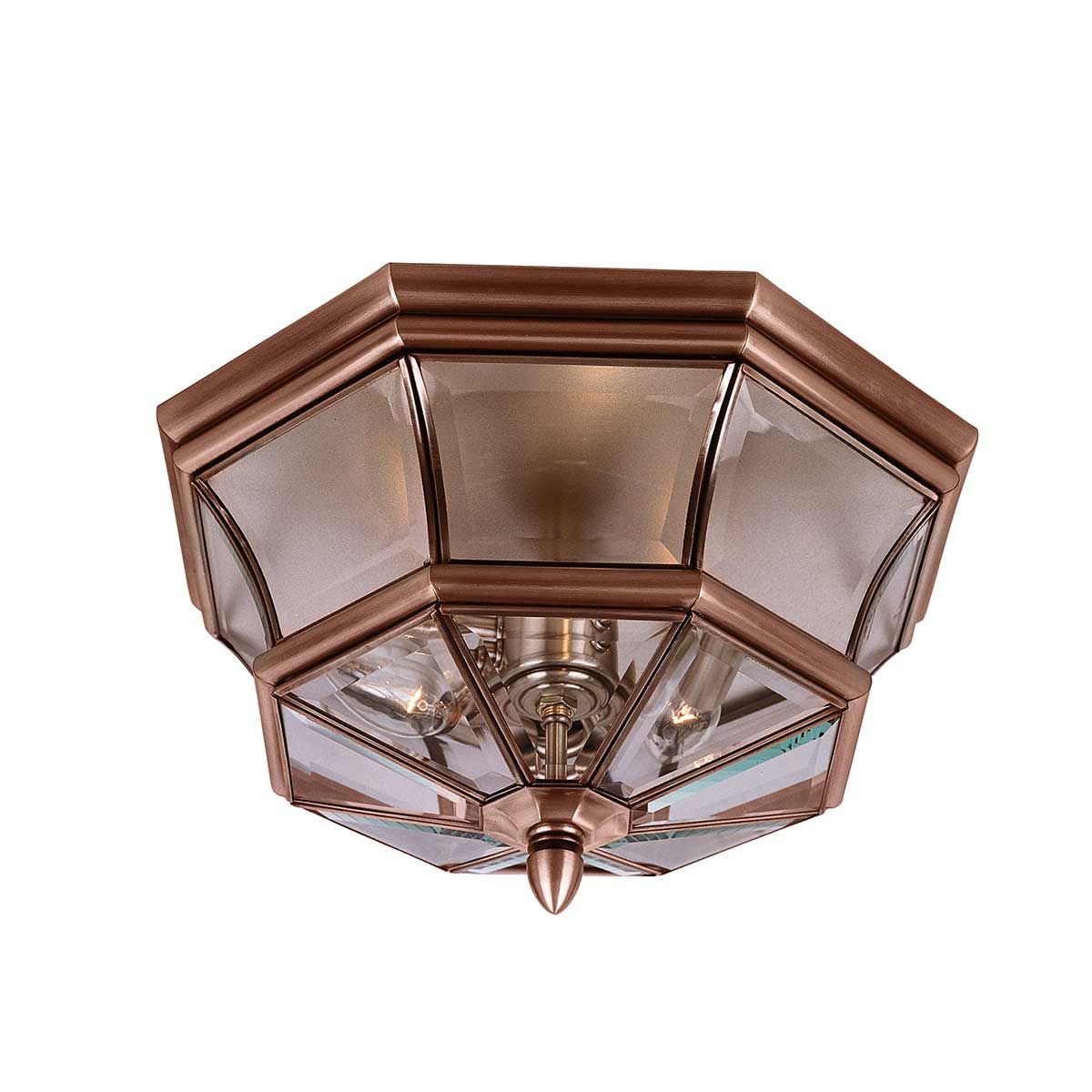 Newbury Kobber Fra Elstead Lighting - Det klassiske design kombineret med en &aelig;ldet kobberfinish og klart facetslebet glas skaber et stilfuldt look, der vil &aelig;ldes smukt med tiden.