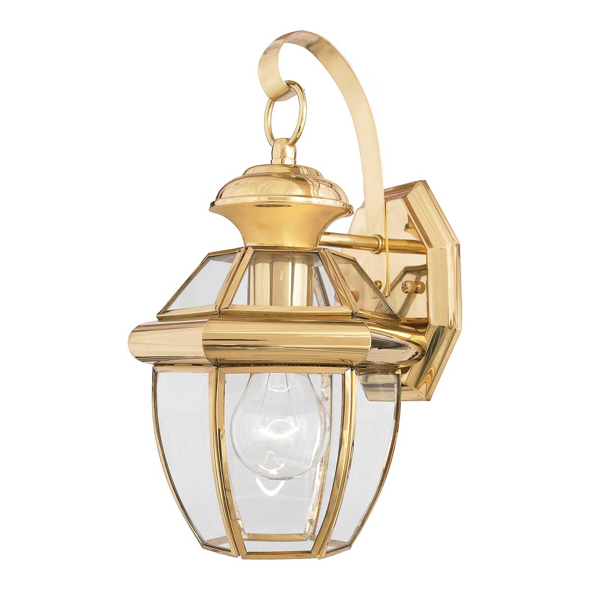 Newbury Poleret messing udendørslampe Fra Elstead Lighting - Det klassiske design med facetteret klart glas og h&oslash;jkvalitets messing skaber en sofistikeret atmosf&aelig;re, der passer til de fleste arkitektoniske stilarter.