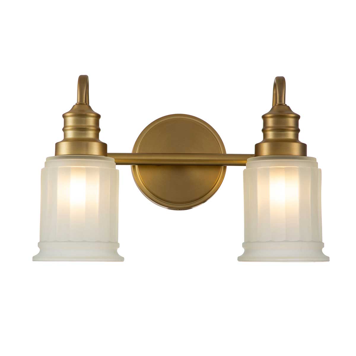 Swell 36cm Børstet messing badeværelseslampe Fra Elstead Lighting - Swell v&aelig;glampe i b&oslash;rstet messing er en stilfuld amerikansk klassiker, lavet af st&aring;l med matteret glas.