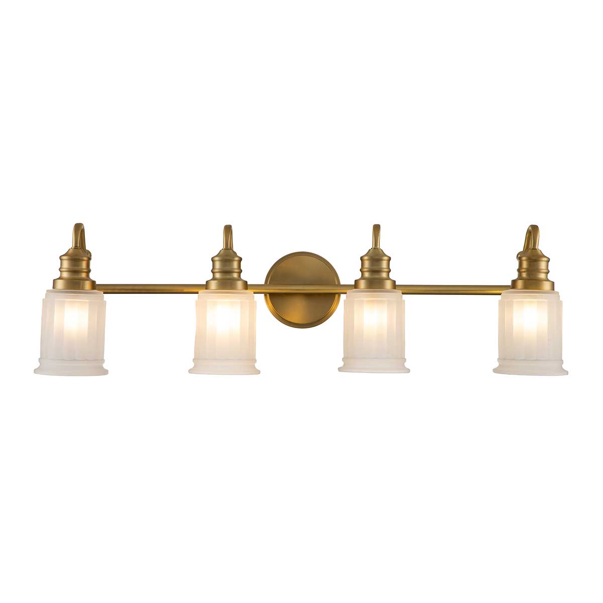 Swell 82cm Børstet messing badeværelseslampe Fra Elstead Lighting - Swell væglampe i børstet messing er en stilfuld amerikansk klassiker, lavet af stål med matteret glas.