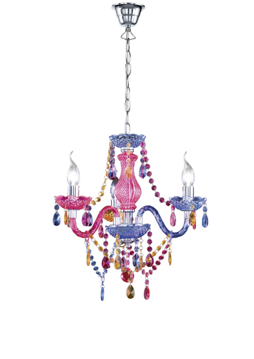 Luster Ø46 Flerfarvet børnelampe Fra Trio Lighting - Den glamour&oslash;se, i&oslash;jnefaldende farve passer perfekt ind i b&oslash;rnev&aelig;relser og us&aelig;dvanlige indretningsstile og imponerer med sit smagfulde design og f&oslash;rsteklasses lysforhold.