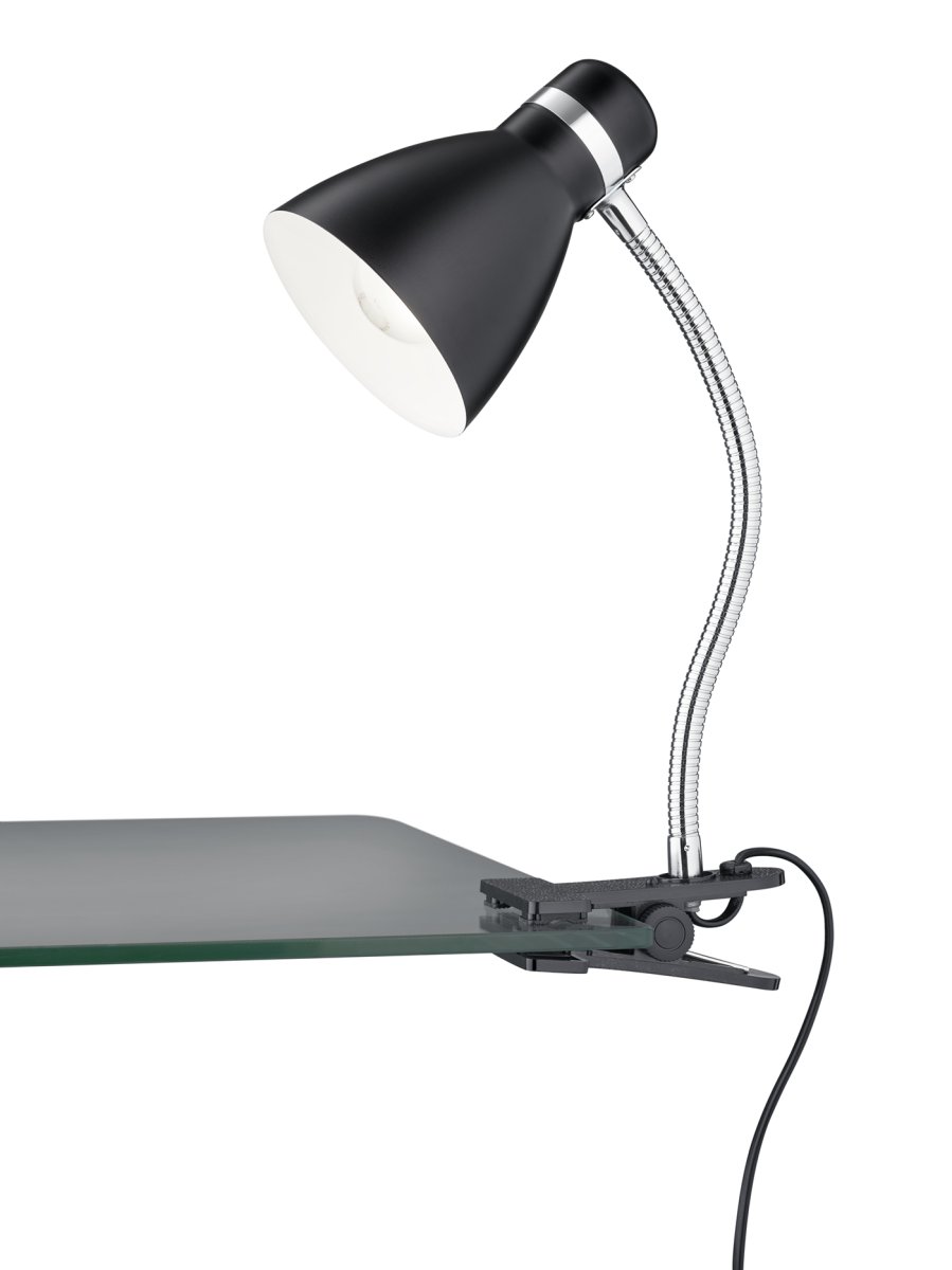 Harvey Sort klemmelampe Fra Trio Lighting - Armaturet i matsort kan nemt kombineres med forskellige interiør- og farvekoncepter og passer godt ind i dit interiør.
