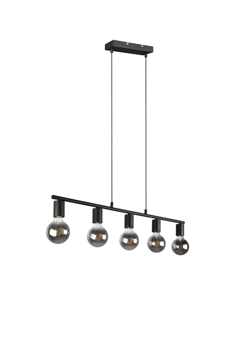 Vannes 82cm Sort loftslampe Fra Trio Lighting - Den minimalistiske sorte ramme og det åbne design gør lampen til et trendy indslag i både moderne og industrielle interiører.