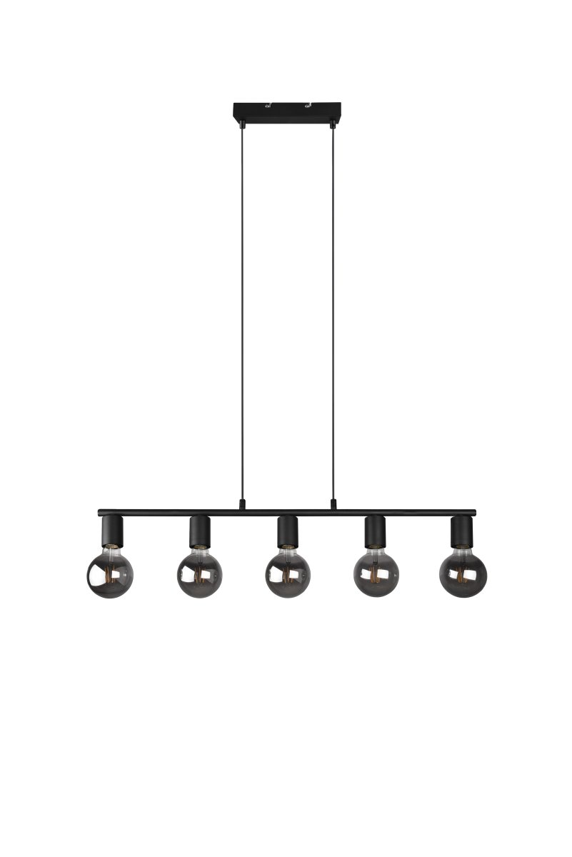 Vannes 82cm Sort loftslampe Fra Trio Lighting - Den minimalistiske sorte ramme og det åbne design gør lampen til et trendy indslag i både moderne og industrielle interiører.