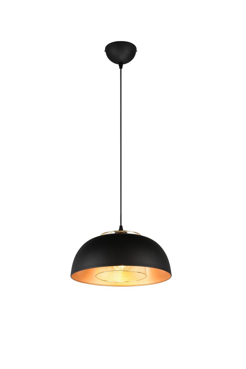 Punch Ø35 Sort loftslampe Fra Trio Lighting - Lampens elegante form og farvekombination af mat sort og guld tilføjer et r&aring; og stilfuld industriel følelse, der løfter indretningen i dine egne fire vægge.