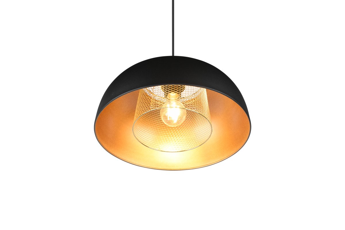 Punch Ø35 Sort loftslampe Fra Trio Lighting - Lampens elegante form og farvekombination af mat sort og guld tilføjer et r&aring; og stilfuld industriel følelse, der løfter indretningen i dine egne fire vægge.