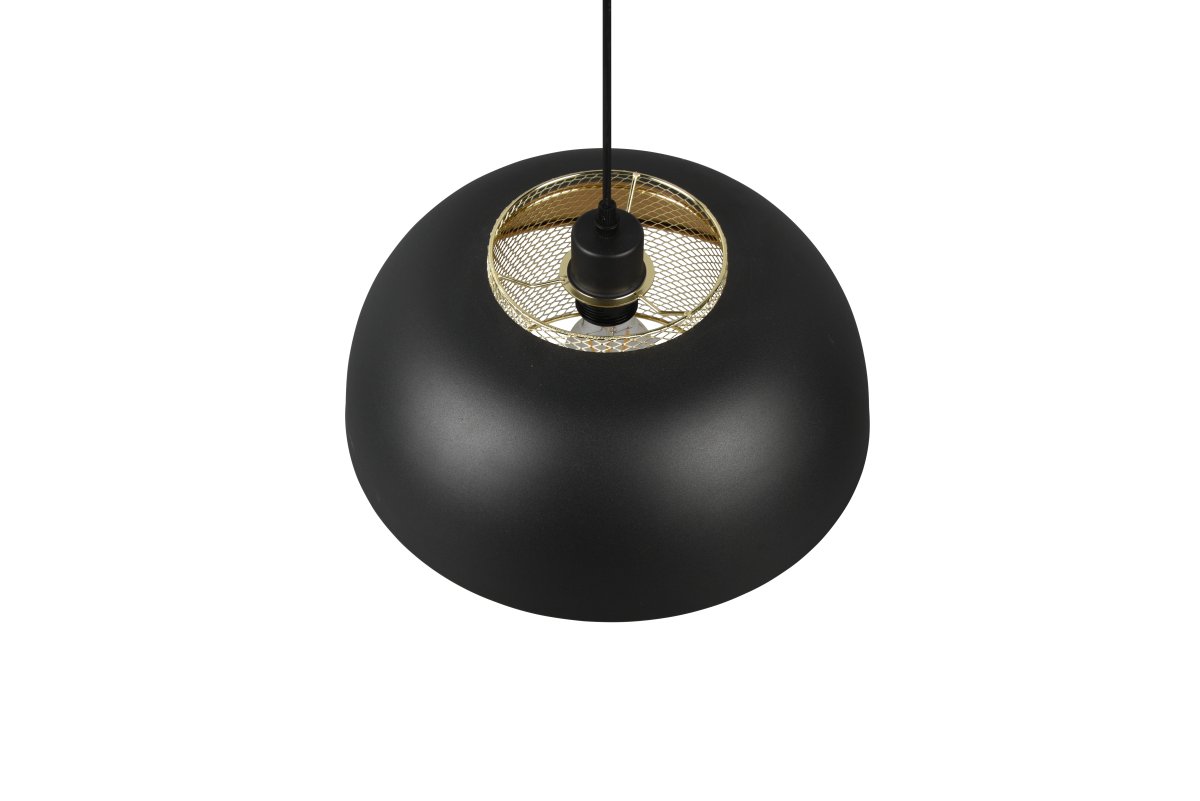 Punch Ø35 Sort loftslampe Fra Trio Lighting - Lampens elegante form og farvekombination af mat sort og guld tilføjer et r&aring; og stilfuld industriel følelse, der løfter indretningen i dine egne fire vægge.