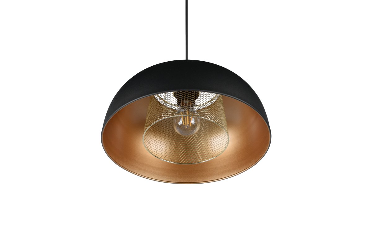 Punch Ø35 Sort loftslampe Fra Trio Lighting - Lampens elegante form og farvekombination af mat sort og guld tilføjer et r&aring; og stilfuld industriel følelse, der løfter indretningen i dine egne fire vægge.
