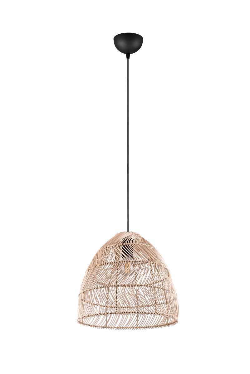 Rike Ø35 Natur loftslampe Fra Trio Lighting - Den trendy lampeskærm i rattan skaber en indbydende og luftig følelse, samtidig med at den tilføjer dekorative og lyse accenter til dit hjem.