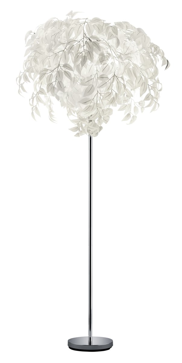 Leavy Hvid gulvlampe Fra Trio Lighting - Leavy gulvlampen er en unik og imponerende funktion i dit hjem med sine dekorative plastikblade, der giver den en distinkt og fortryllende stil.