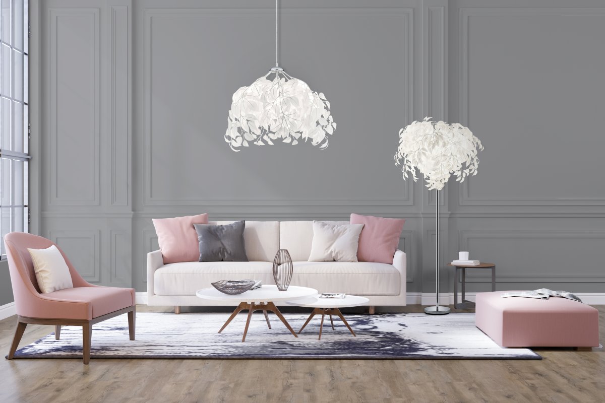 Leavy Hvid gulvlampe Fra Trio Lighting - Leavy gulvlampen er en unik og imponerende funktion i dit hjem med sine dekorative plastikblade, der giver den en distinkt og fortryllende stil.