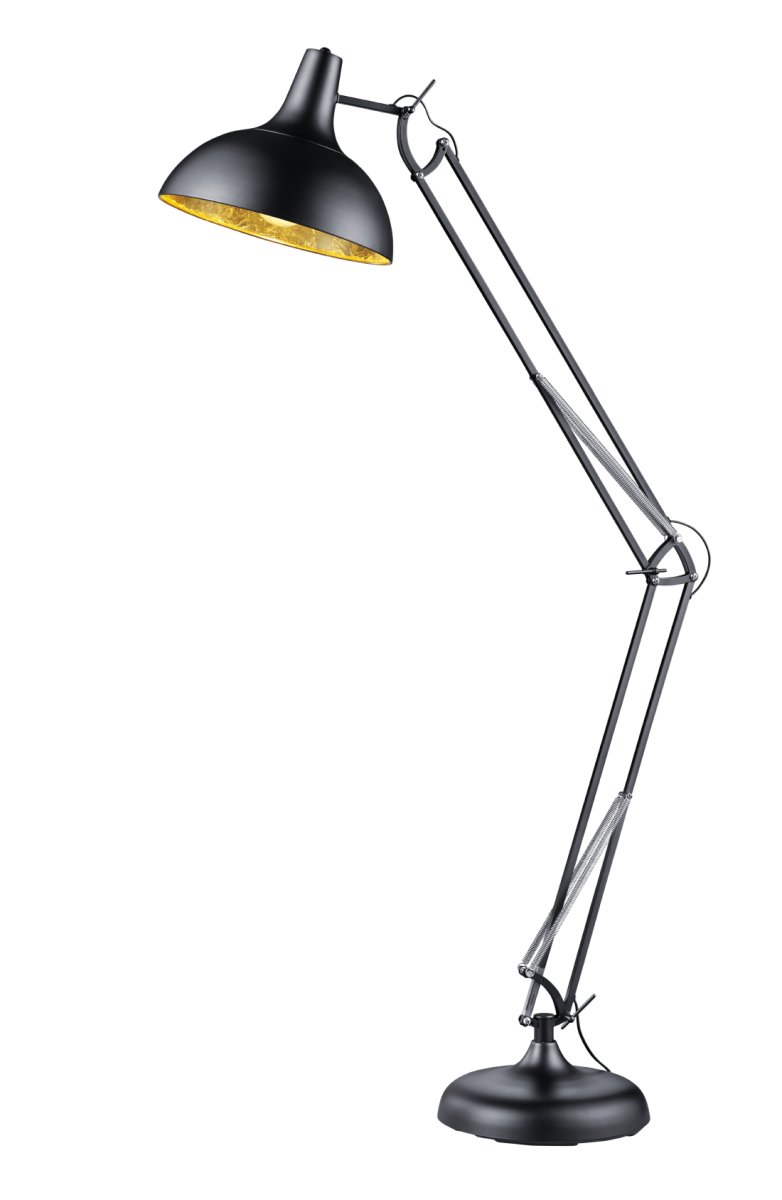 Salvador Sort gulvlampe Fra Trio Lighting - Uanset om den placeres ved siden af sofaen eller bruges som et selvst&aelig;ndigt designelement i entr&eacute;en, stuen eller sovev&aelig;relset, tilf&oslash;jer Salvador et moderne touch og bliver et stilfuldt indslag i dit hjem.