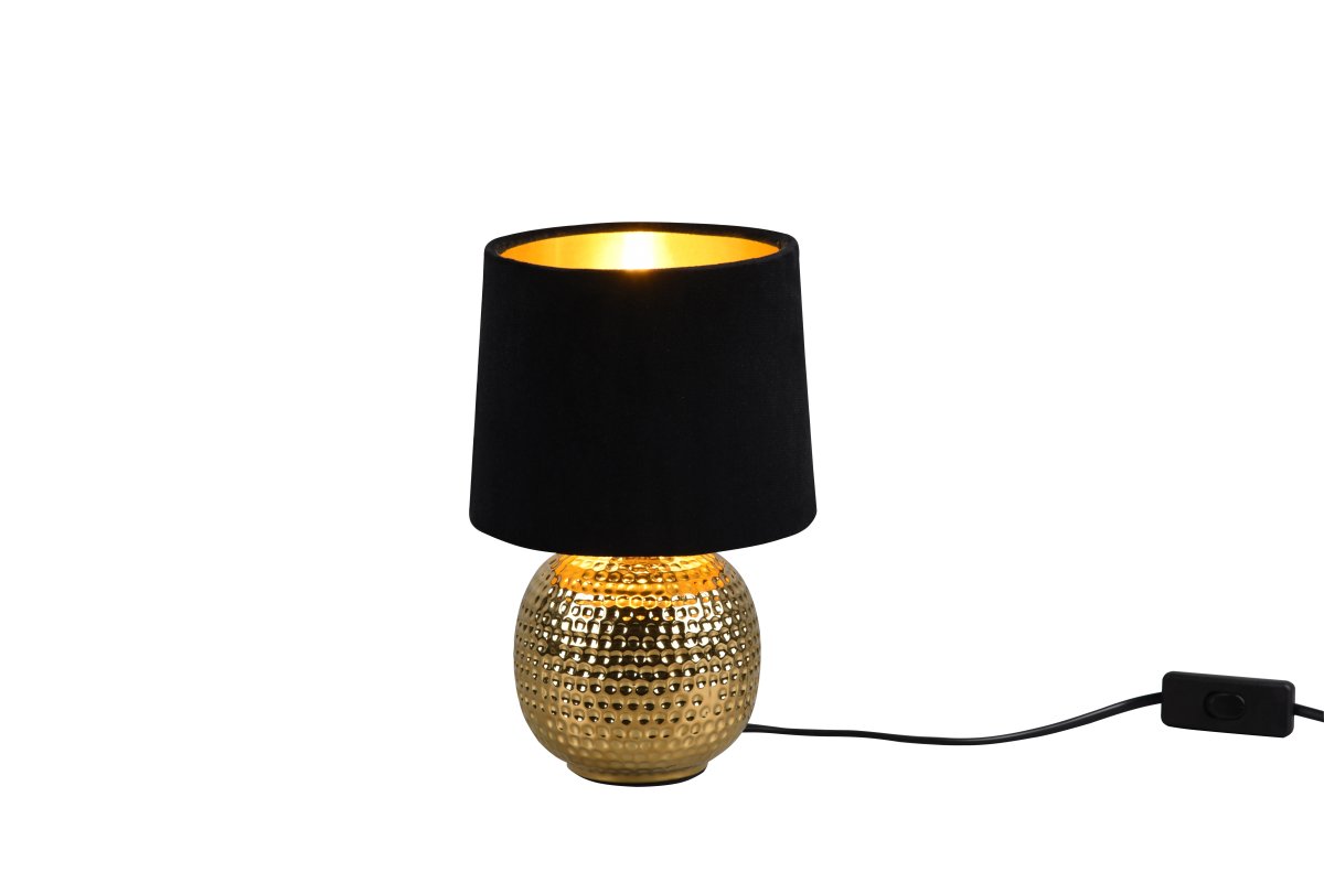 Sophia 26cm Sort bordlampe Fra Trio Lighting - Kombinationen af keramik i guld og fl&oslash;jlsnuance i sort og guld giver et stilrent og elegant look.