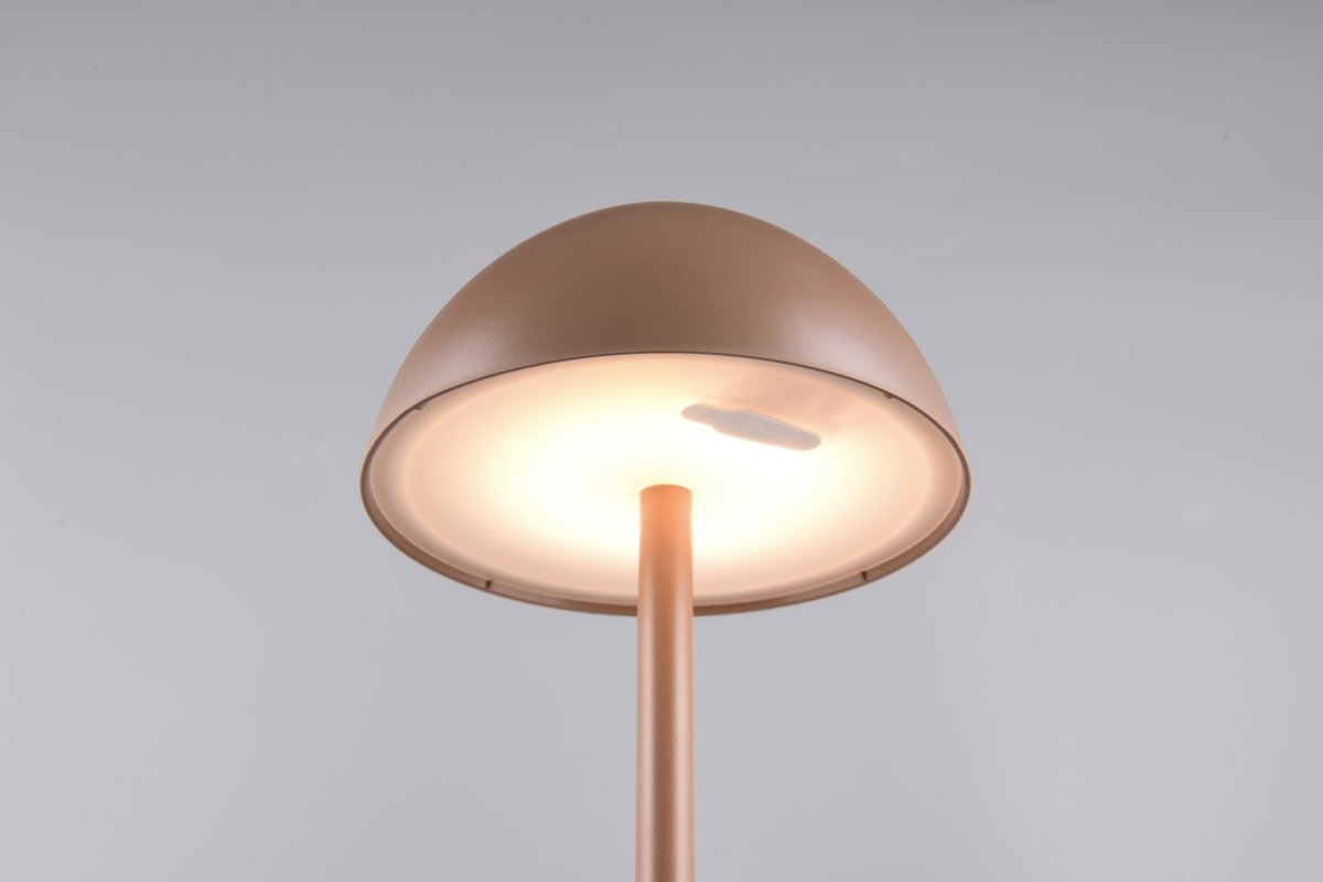 Ricardo 30cm Lysebrun bærbar Fra Trio Lighting - Ricardo er en stilfuld, bærbar bordlampe til udendørs brug.