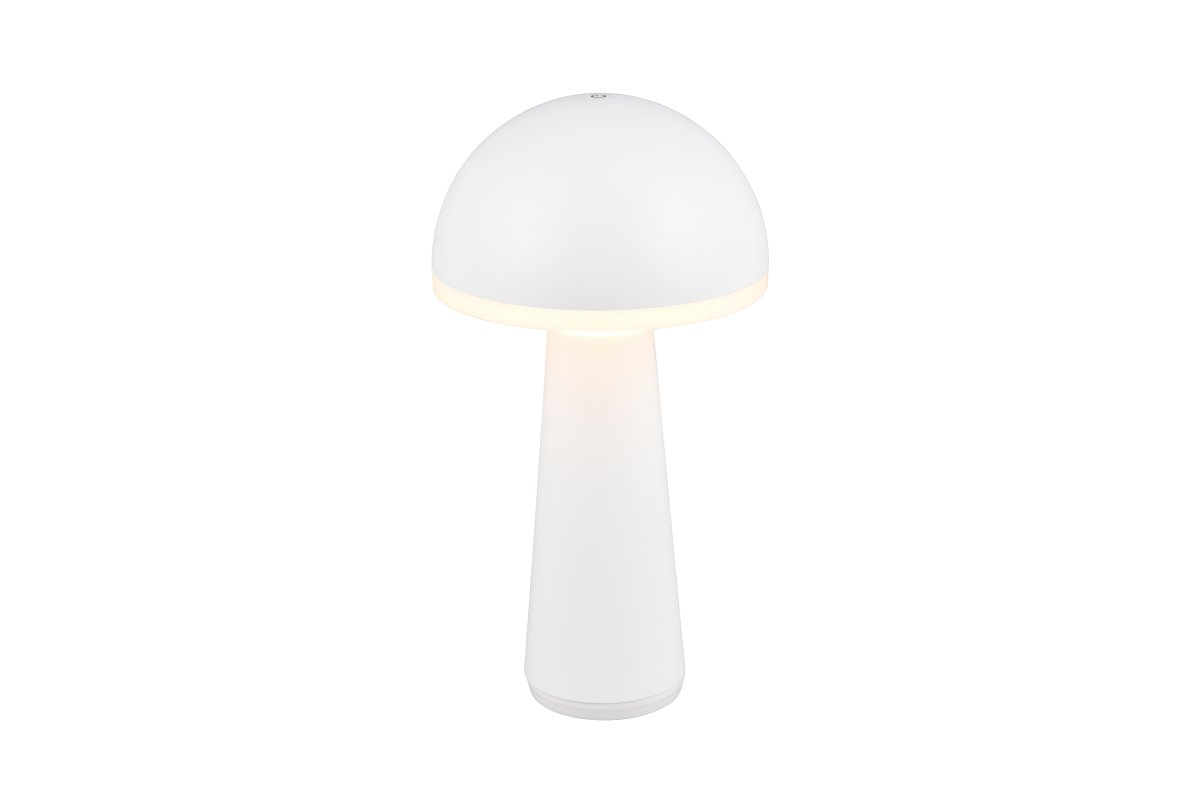 Fungo 30cm Hvid bærbar Fra Trio Lighting - Den bærbare Fungo bordlampe kombinerer moderne design med innovative funktioner, hvilket gør den til en favorit blandt genopladelige lamper.