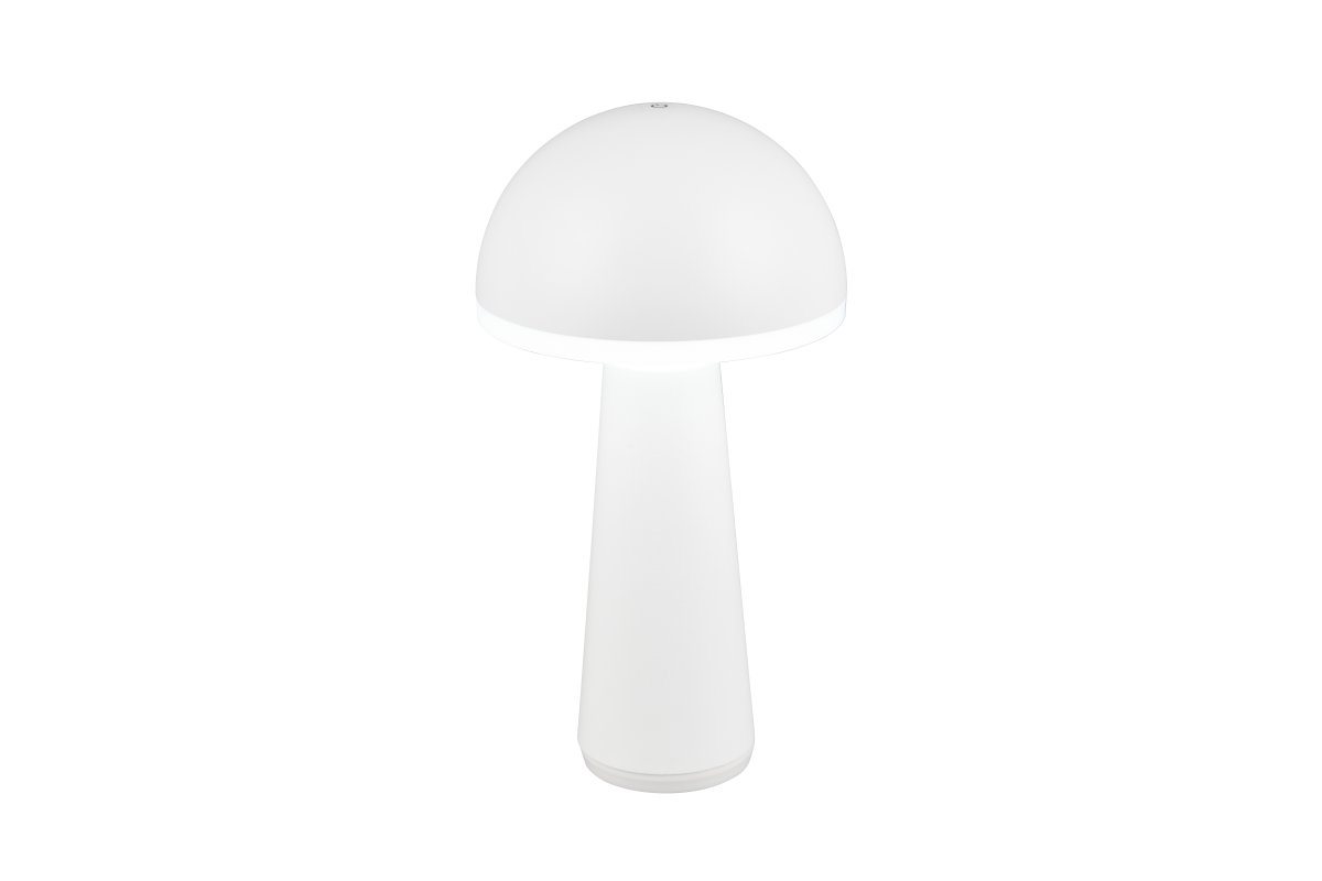 Fungo 30cm Hvid bærbar Fra Trio Lighting - Den bærbare Fungo bordlampe kombinerer moderne design med innovative funktioner, hvilket gør den til en favorit blandt genopladelige lamper.