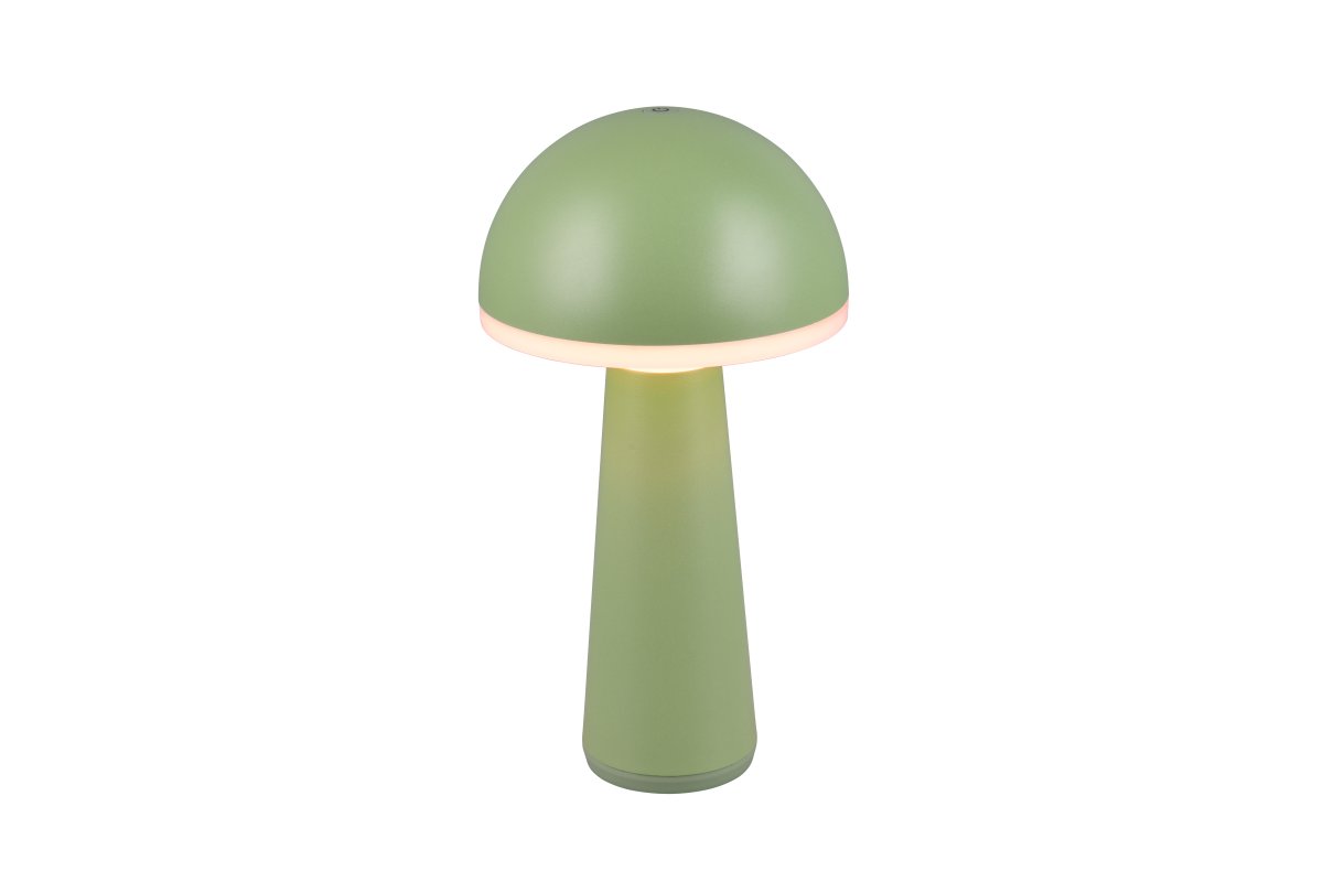 Fungo 30cm Grøn bærbar Fra Trio Lighting - Den bærbare Fungo bordlampe kombinerer moderne design med innovative funktioner, hvilket gør den til en favorit blandt genopladelige lamper.