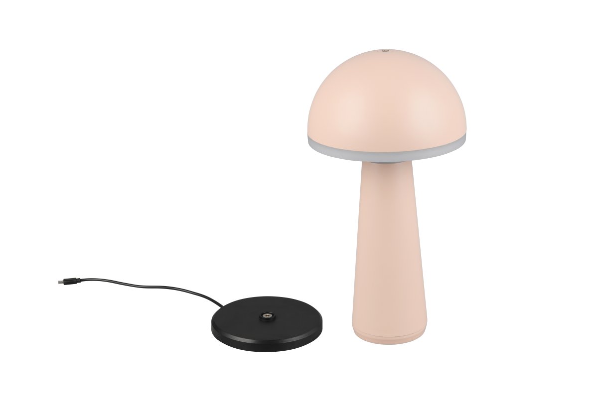 Fungo 30cm Sand bærbar Fra Trio Lighting - Den bærbare Fungo bordlampe kombinerer moderne design med innovative funktioner, hvilket gør den til en favorit blandt genopladelige lamper.