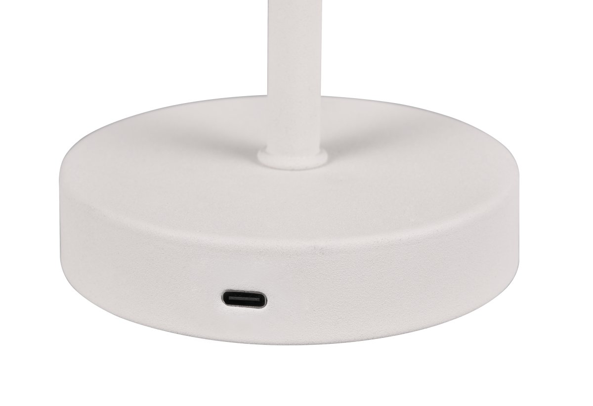 Jeff 30cm Hvid bærbar Fra Trio Lighting - Med et genopladeligt batteri og nem opladning via USB-C-porten kan den placeres hvor som helst uden kabler og skabe en hyggelig lys atmosfære.