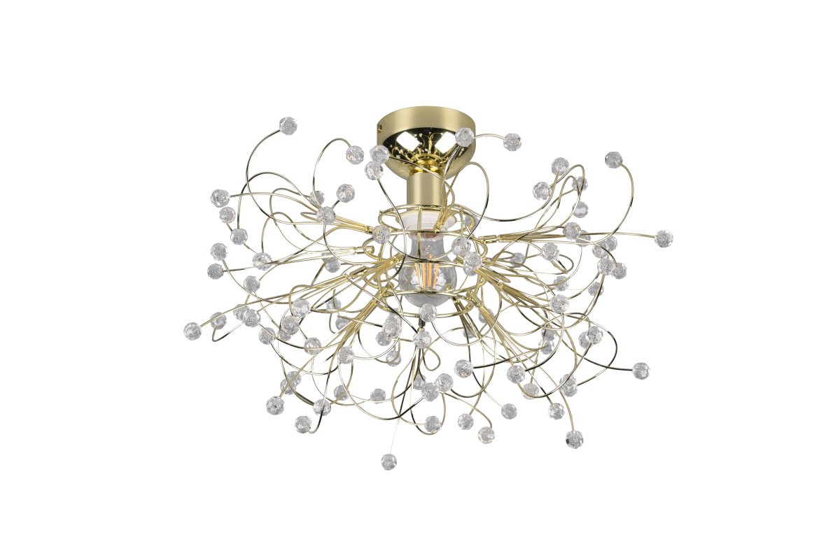 Gloria Ø52 Bronze plafond Fra Trio Lighting - Med sin filigranform og funklende akrylapplikationer spreder lampen en varm og indbydende lyseffekt, perfekt til b&aring;de stue og spisestue.