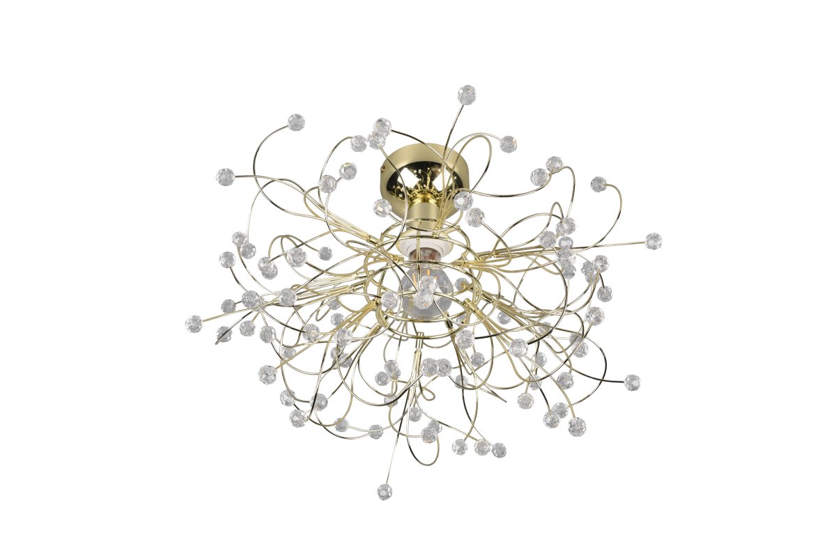 Gloria Ø52 Bronze plafond Fra Trio Lighting - Med sin filigranform og funklende akrylapplikationer spreder lampen en varm og indbydende lyseffekt, perfekt til b&aring;de stue og spisestue.