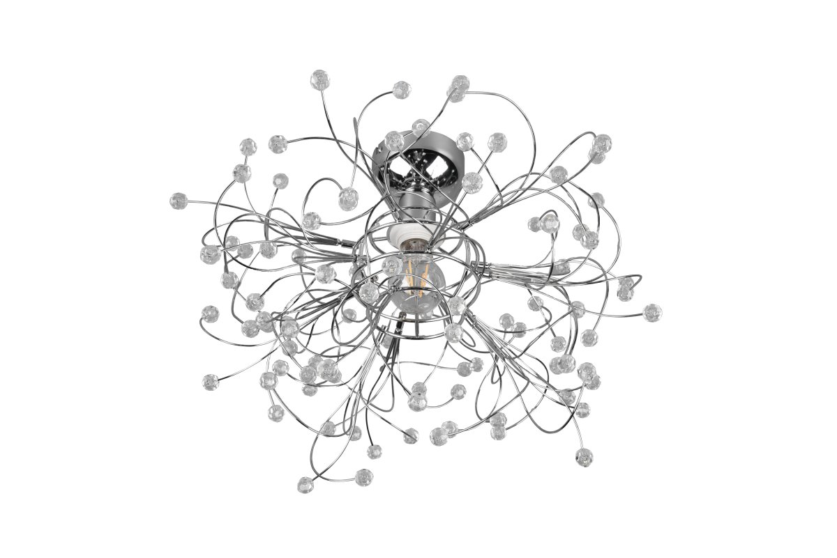 Gloria Ø52 Chrom plafond Fra Trio Lighting - Med sin filigranform og funklende akrylapplikationer spreder lampen en varm og indbydende lyseffekt, perfekt til både stue og spisestue.