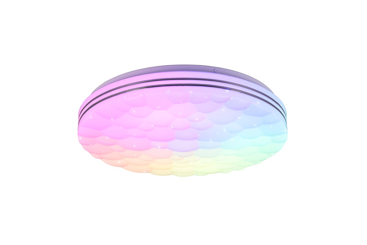 Tiger Ø38 Hvid børnelampe Fra Trio Lighting - Med den medf&oslash;lgende fjernbetjening kan b&aring;de lysfarven og lysstyrken justeres trinl&oslash;st og individuelt.