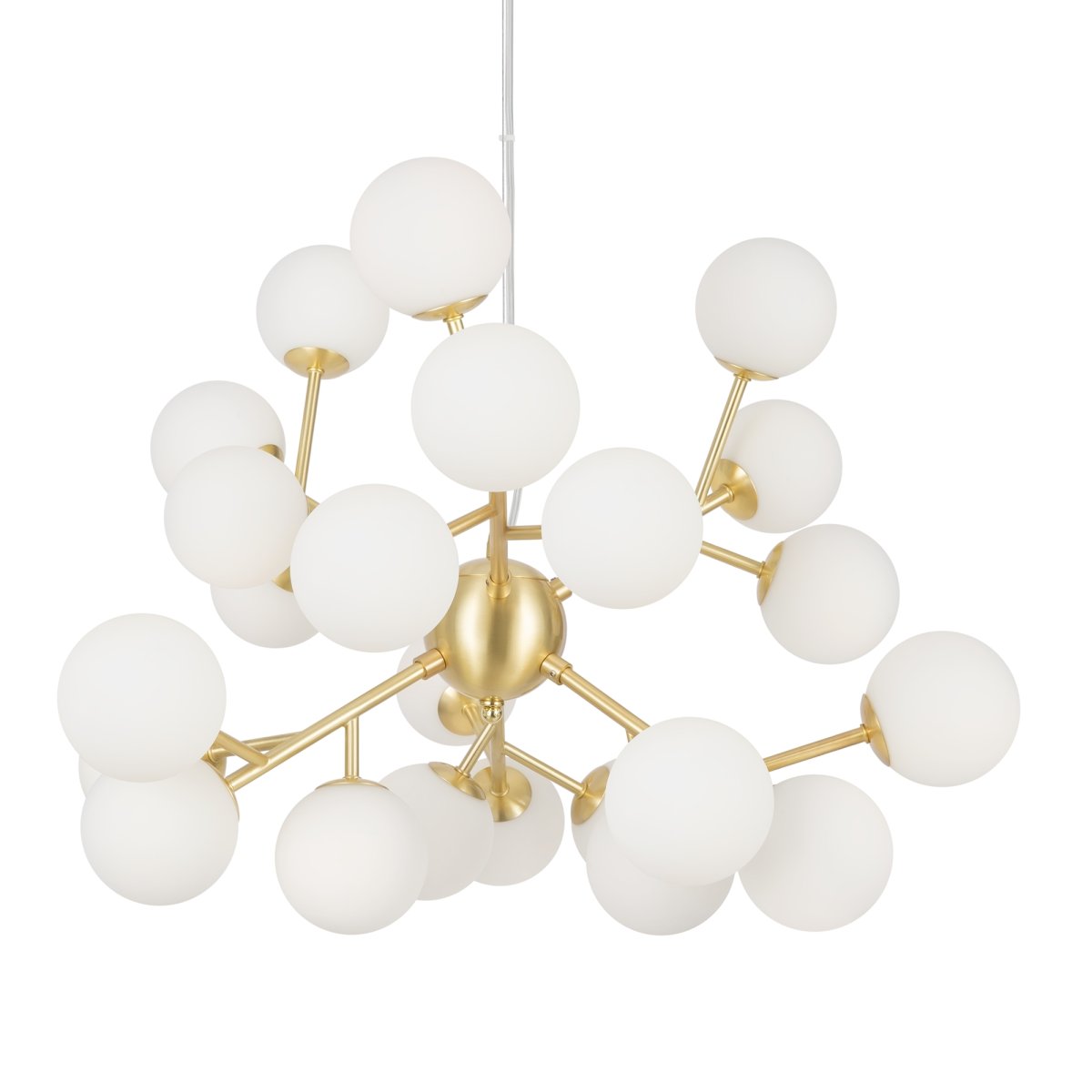 Dallas Ø65 Guld loftslampe Fra Maytoni - Dens unikke design med runde glaskupler i forskellige retninger skaber et dramatisk og elegant lysspil, der fylder rummet med varme og karakter.