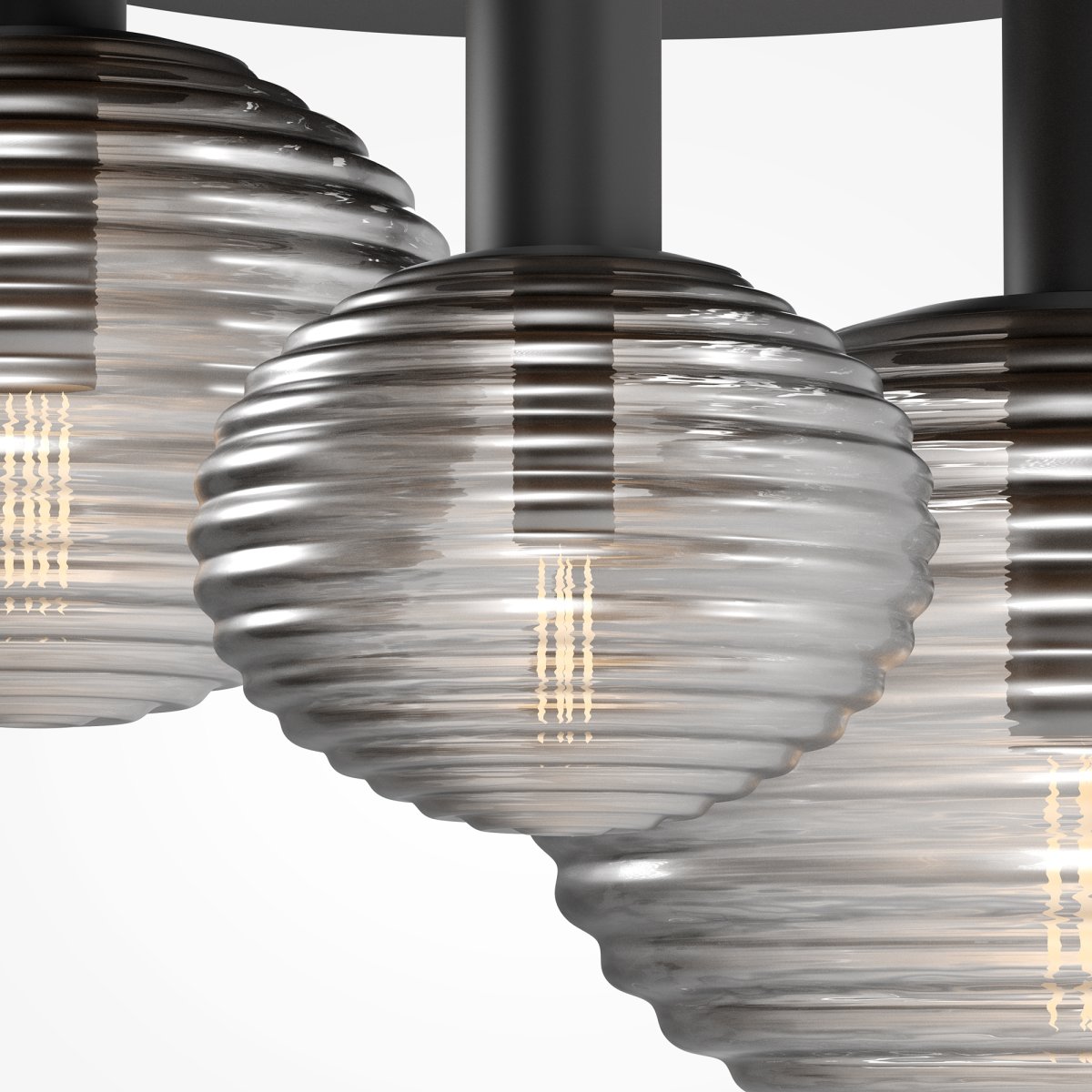 Reels 53cm Sort plafond Fra Maytoni - Det dynamiske design med afrundede kupler skaber et moderne udtryk, mens de r&oslash;gfyldte, blanke kupler bidrager til et sofistikeret lysbillede.