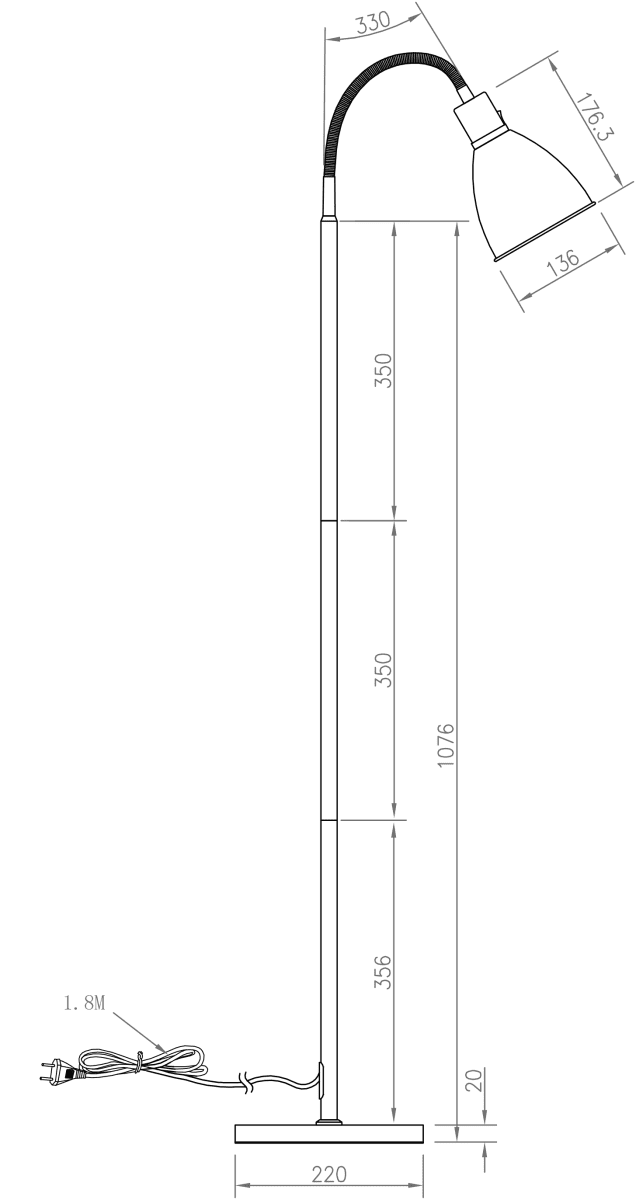 Idre 1 Hvid gulvlampe Fra Aneta Lighting - Idre er en stilfuld gulvlampe i mat hvidt metal med en elegant dekorativ ring i krom.