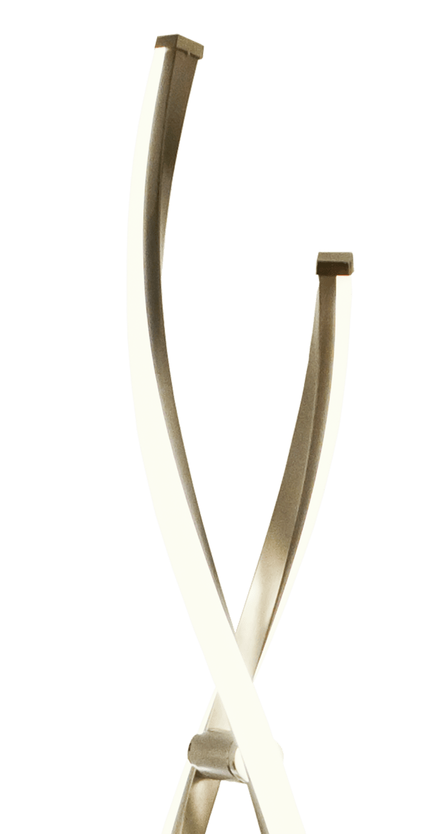 Swirl Stål gulvlampe Fra Aneta Lighting - Den snoede form skaber liv og giver flot lysspredning i rummet, hvilket fremh&aelig;ves af den indbyggede integrerede LED-belysning.
