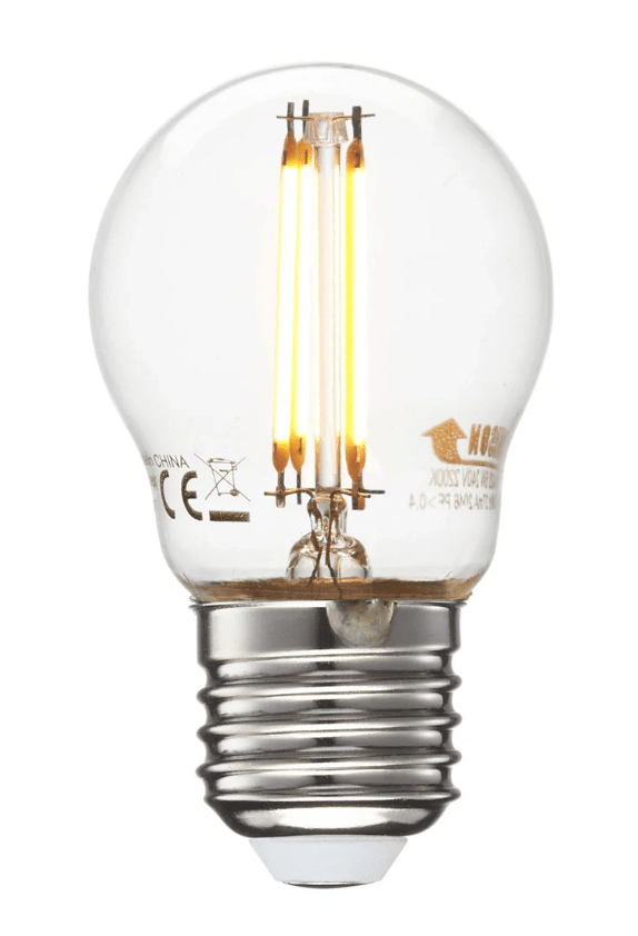 E27 4,5W 2200K 3-trins dæmpbar Gennemsigtig Fra Unison - Globe clear E27 lyskilde med en effekt p&aring;; 4,5W og et varmt lys p&aring; 2200K er perfekt til at skabe en hyggelig og atmosf&aelig;risk atmosf&aelig;re.