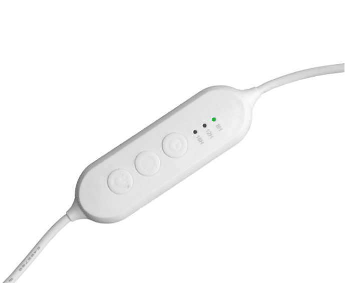 Plantebelysning Iris Hvid Fra Airam - Lyseffekten kan justeres i 5 trin med lysd&aelig;mperen, derudover har produktet en timer p&aring; 8/12/16 timer.